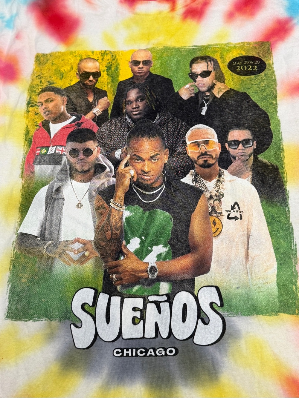 Suenos 2022 Chicago Music Festival Tie Dye T Shirt Mens XL Ozuna J Balvin